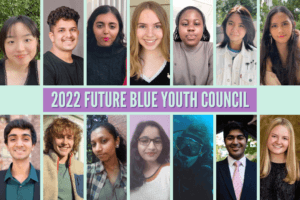 Profile images of the 14 2022 Future Blue Youth Council members above and below the text "2022 Future Blue Youth Council"