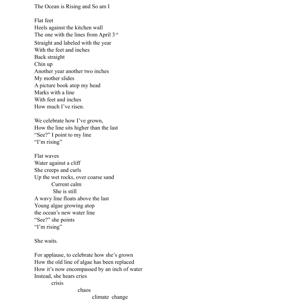 A poem about growth and change is typewritten on paper.