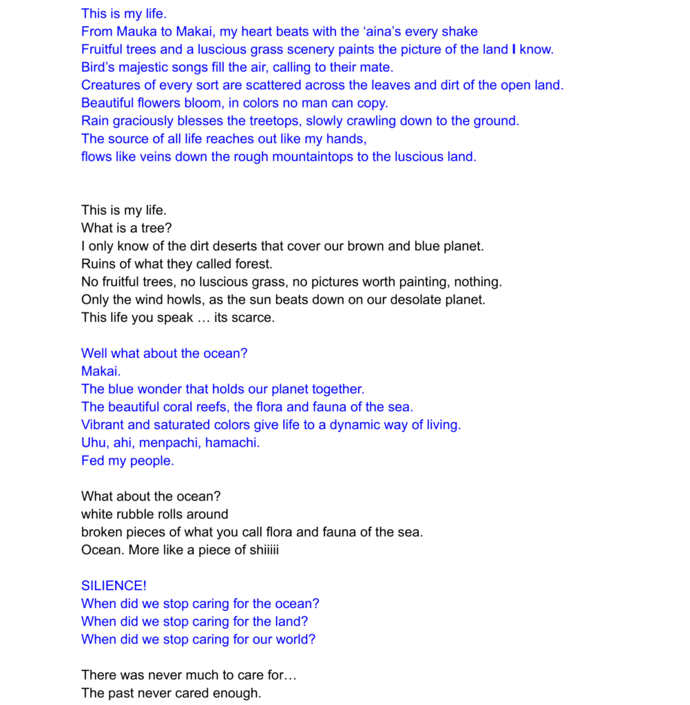 A poem with verses about nature and the ocean is displayed on a white background.